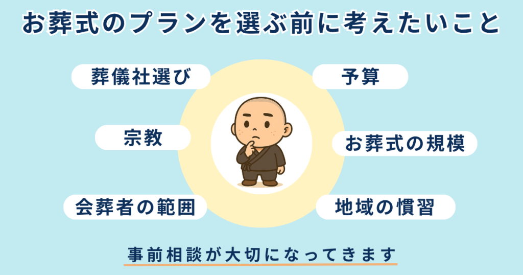 お葬式のプランを選ぶ前に考えたいこと