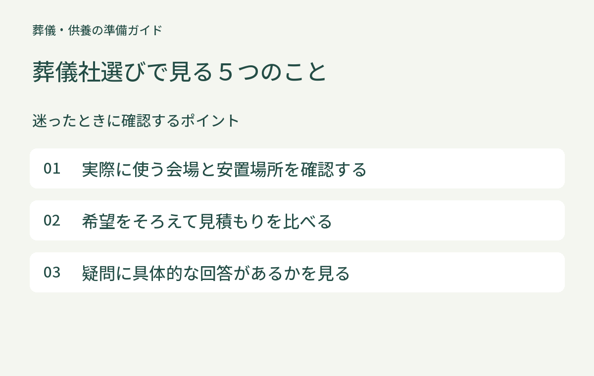 葬儀社の選び方 価格とあわせて確認したい5つのこと